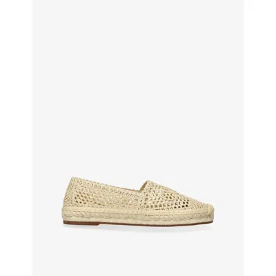 Chloé Womens Chloe Isla Logo-embossed Crochet Espadrilles In Tan