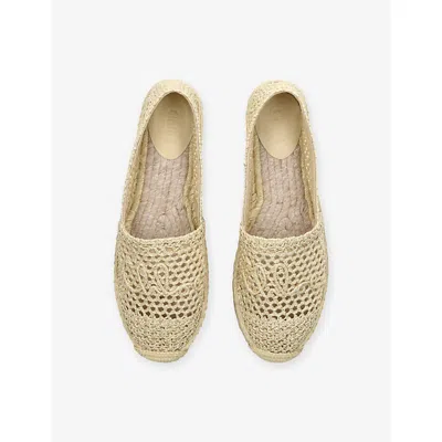 Chloé Womens Chloe Isla Logo-embossed Crochet Espadrilles In Tan