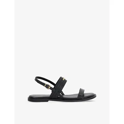 Dune Womens  Litton Leather Flat Sandals In Black Leather