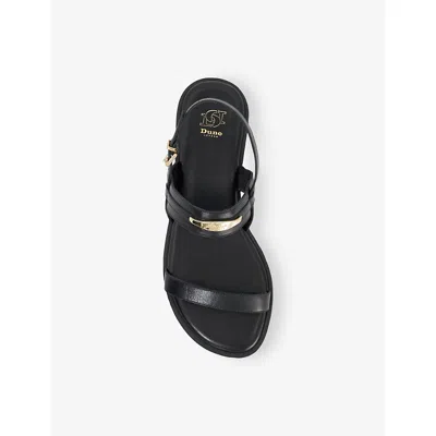 Dune Womens  Litton Leather Flat Sandals In Black Leather