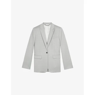 The Kooples Womens Single-breasted Notch-lapel Wool Suit Jacket Beige In Beige