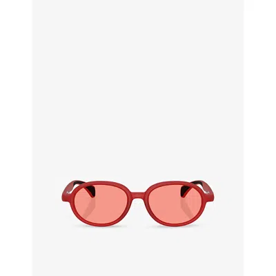 Moncler Womens Me8006 Caprice Oval-frame Injected Sunglasses Red In Red