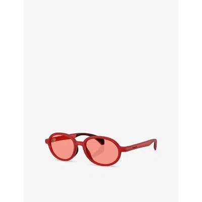 Moncler Womens Me8006 Caprice Oval-frame Injected Sunglasses Red In Red