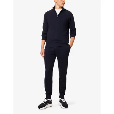 Derek Rose Mens Finley Funnel-neck Zip-up Cashmere Jumper Navy In Navy