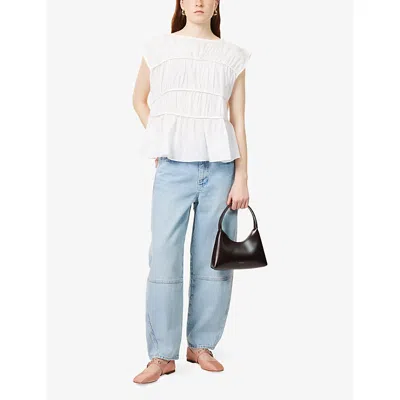 Frame The Twisted High Rise Wide Leg Ankle Jeans In Never In Never