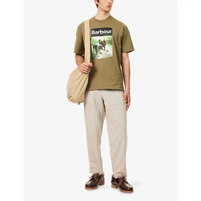 Barbour Mens Patch-pocket Straight-leg Linen And Cotton Trousers Mist In Mist