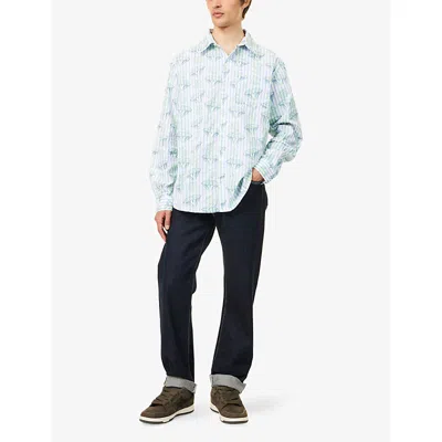Billionaire Boys Club Mens Glow Striped Relaxed-fit Cotton Shirt White Blue Stripe In Blue