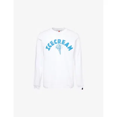 Icecream Mens Cone Text-print Cotton T-shirt White In White