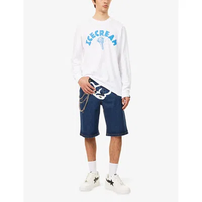 Icecream Mens Cone Text-print Cotton T-shirt White In White