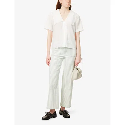 Frame Womens Scallop Sailor Woven Shirt White Xs In White