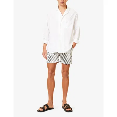 Orlebar Brown Geometric-print Swim Shorts In Latte/night Iris