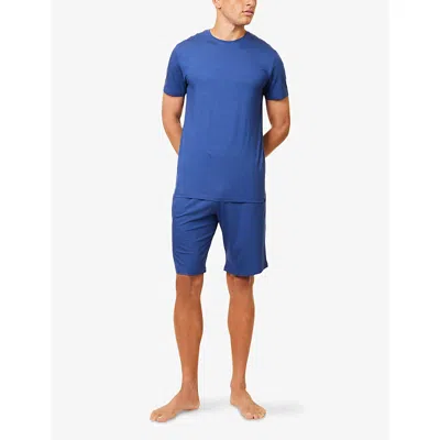 Derek Rose Mens Basel Crewneck Stretch-modal T-shirt Blue In Blue