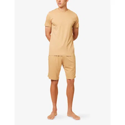 Derek Rose Mens Basel Relaxed-fit Stretch-modal Lounge Shorts Camel In Camel