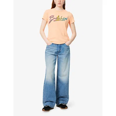 Mother Womens Horsin Around The Lasso Sneak Wide-leg High-rise Stretch-denim Jeans In Wipeout