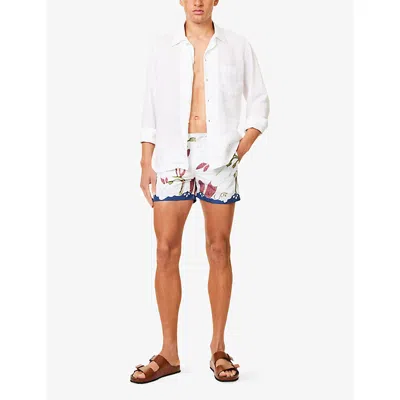 Orlebar Brown Setter Straight-leg Short-length Printed Recycled Swim Shorts In Neutral