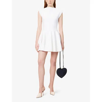 Alaïa Womens Peplum Cap-sleeves Knitted Top Blanc In Blanc