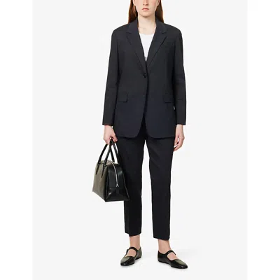 Theory Womens Treeca Tapered Linen-blend Trousers Concord In Concord