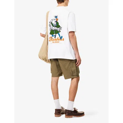 Barbour Mens Regence Graphic-print Cotton T-shirt White In White