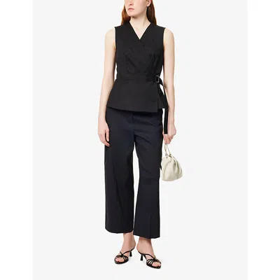 Theory Womens Relaxed-fit Tapered Linen-blend Trousers Concord In Concord