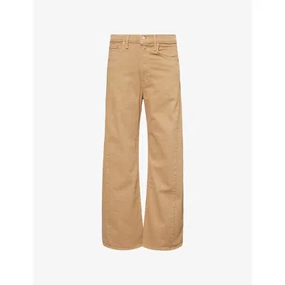 Mother Womens The Half-pipe Flood Barrel-leg Denim Jeans The Devil May Curds In The Devil May Curds