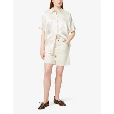 Frame Womens The Timeless High-rise Denim Shorts Milkshake In Milkshake