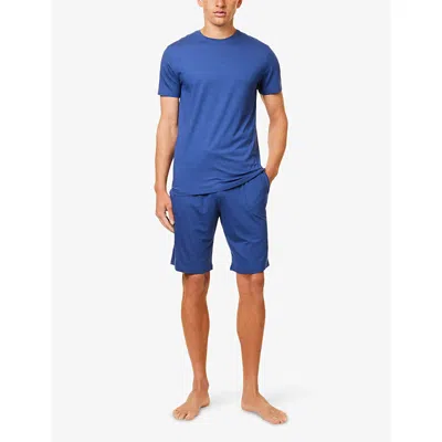 Derek Rose Mens Basel Relaxed-fit Stretch-modal Lounge Shorts Blue Xxl In Blue