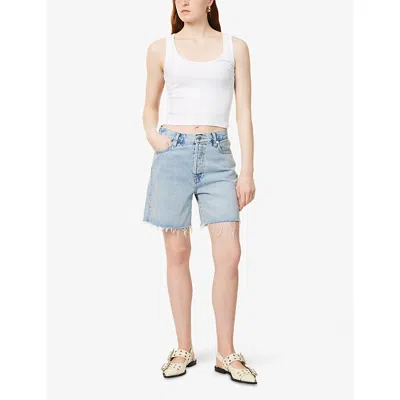 Frame High Rise Bermuda Shorts In Rossum 1 Year In Tricky