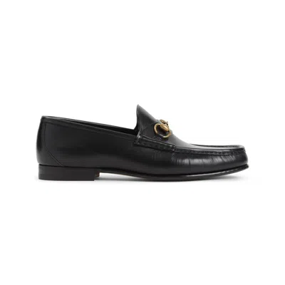 Gucci Horsebit Almond-toe Loafers In Black