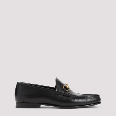 Gucci Horsebit Almond-toe Loafers In Black