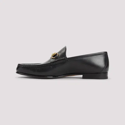 Gucci Horsebit Almond-toe Loafers In Black