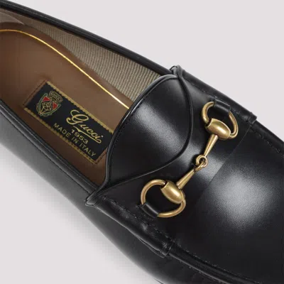 Gucci Horsebit Almond-toe Loafers In Black