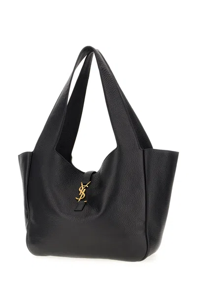 Saint Laurent Black Leather Le 5 Ã 7 Bea Shopping Bag In Nero