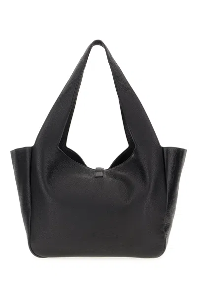 Saint Laurent Black Leather Le 5 Ã 7 Bea Shopping Bag In Nero