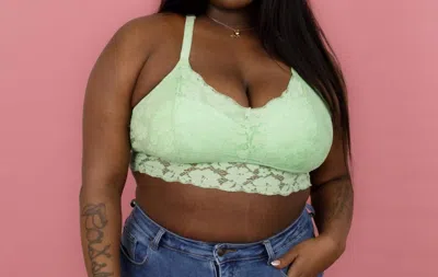 Jadyk Juliette Lace Bralette In Pistachio In White