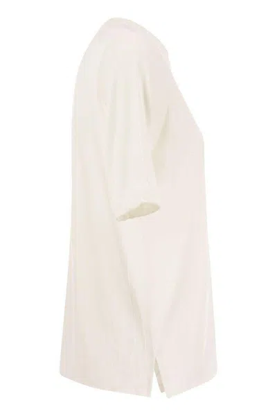 Majestic Filatures Viscose Serape Neckline Tunic In Beige