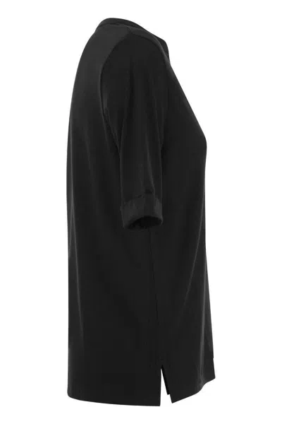 Majestic Filatures Viscose Serape Neckline Tunic In Black