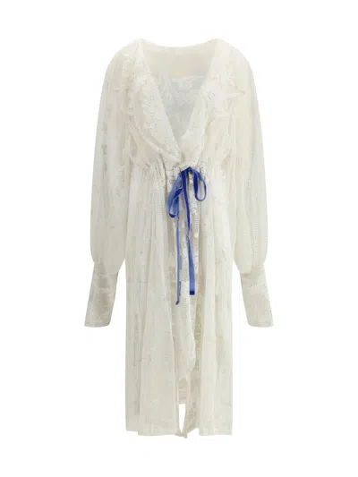 Ella Crocheted Design Long Jacket In White