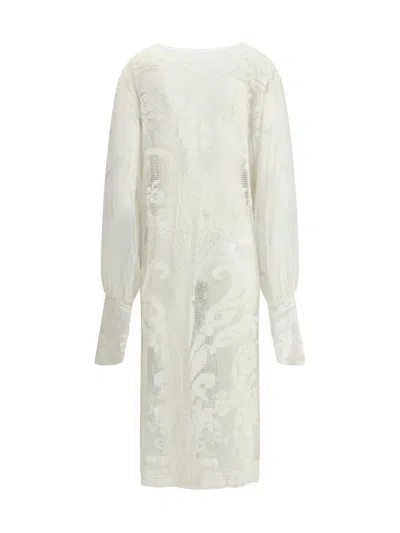 Ella Crocheted Design Long Jacket In White