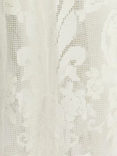 Ella Crocheted Design Long Jacket In White