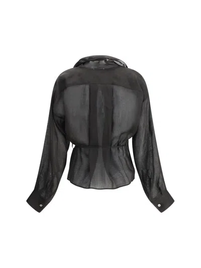 Forte Forte Airy Crossed Shirt With Shawl Lapels In Black