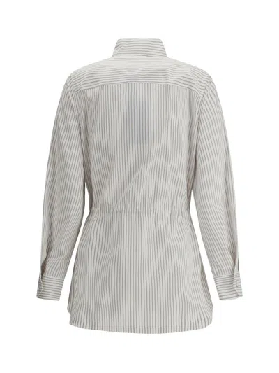 Fendi Contrasting Striped Cotton-silk Blouson In White