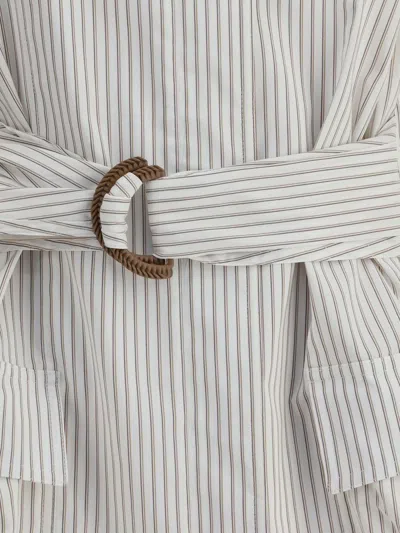 Fendi Contrasting Striped Cotton-silk Blouson In White