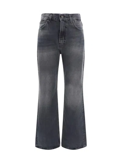 Haikure 'korea' Grey Jeans With Faded Effect And Logo Patch On The Back In Black