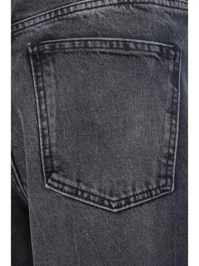 Haikure 'korea' Grey Jeans With Faded Effect And Logo Patch On The Back In Black
