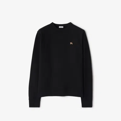 Burberry Cotton Sweatshirt With Logo Embroidery In Black
