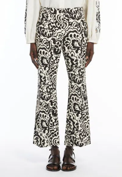 Weekend Max Mara Printed Trousers With Pockets And Belt Loops In Black