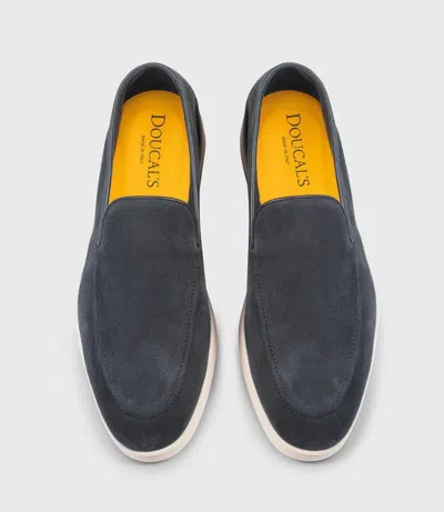 Doucal's Man Loafers Navy Size 6.5 Leather In Blue