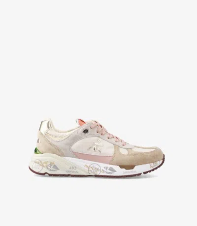 Premiata Mase Sneakers In Beige Suede And Fabric In Beige