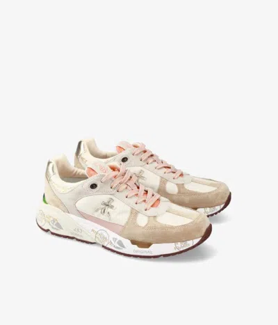 Premiata Mase Sneakers In Beige Suede And Fabric In Beige