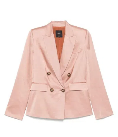 Pinko Tailored Double-breasted Jacket With Gold-tone Buttons In Pink